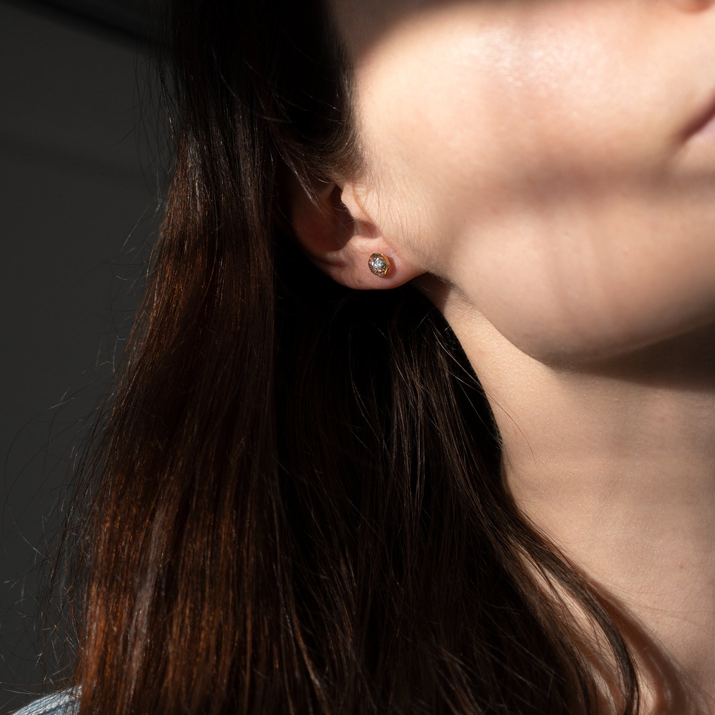 
                  
                    Small hexagon shimmer earrings
                  
                