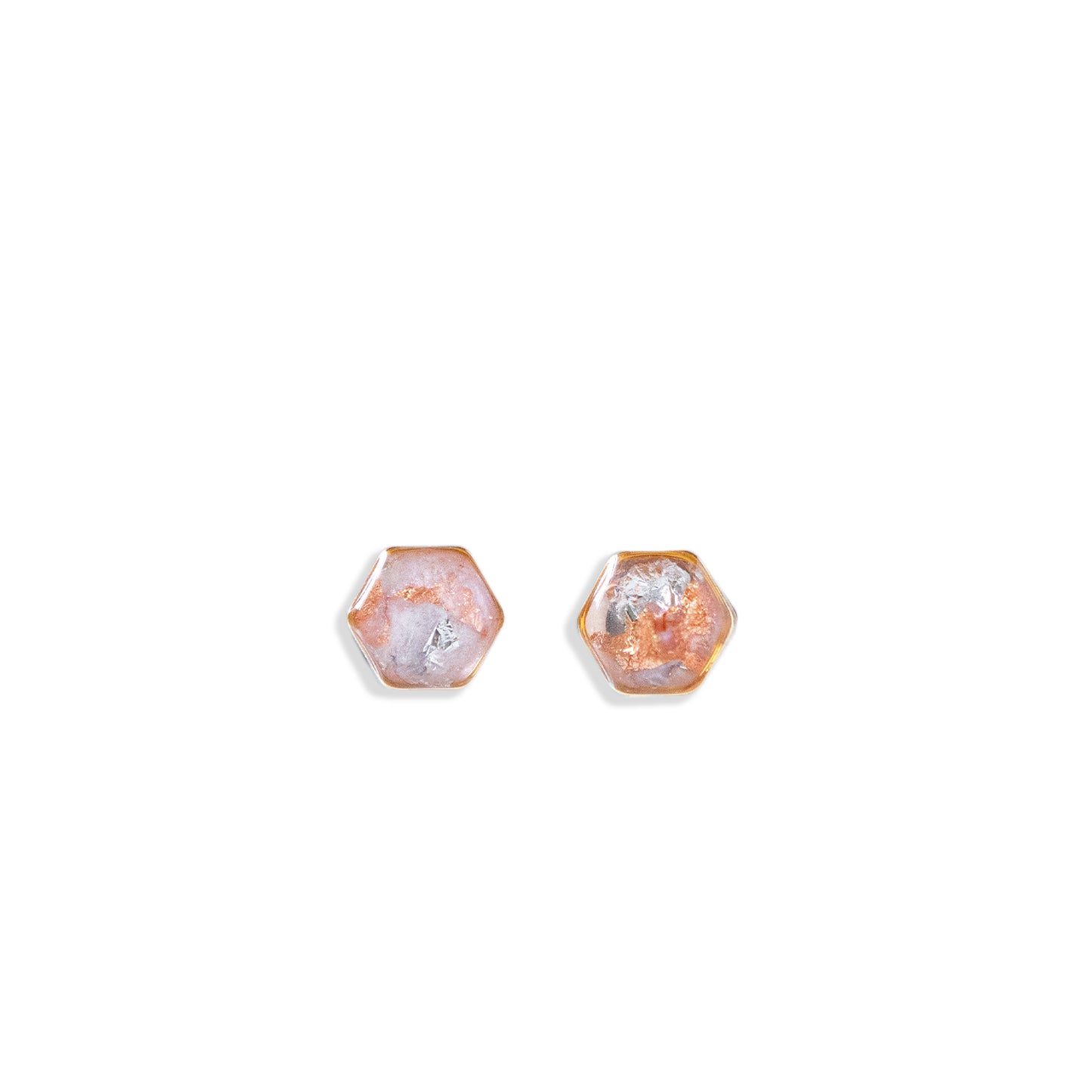 
                  
                    Small hexagon shimmer earrings
                  
                
