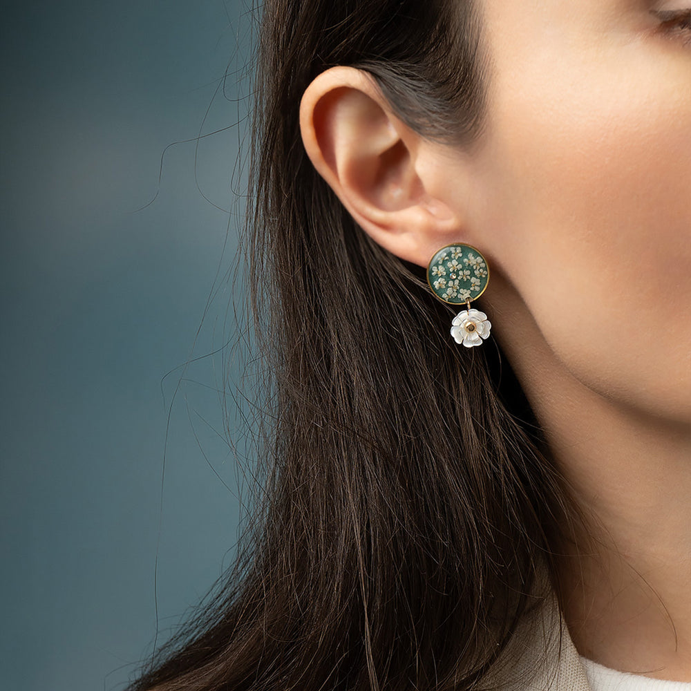 Pearl Flower Statement Stud Earrings