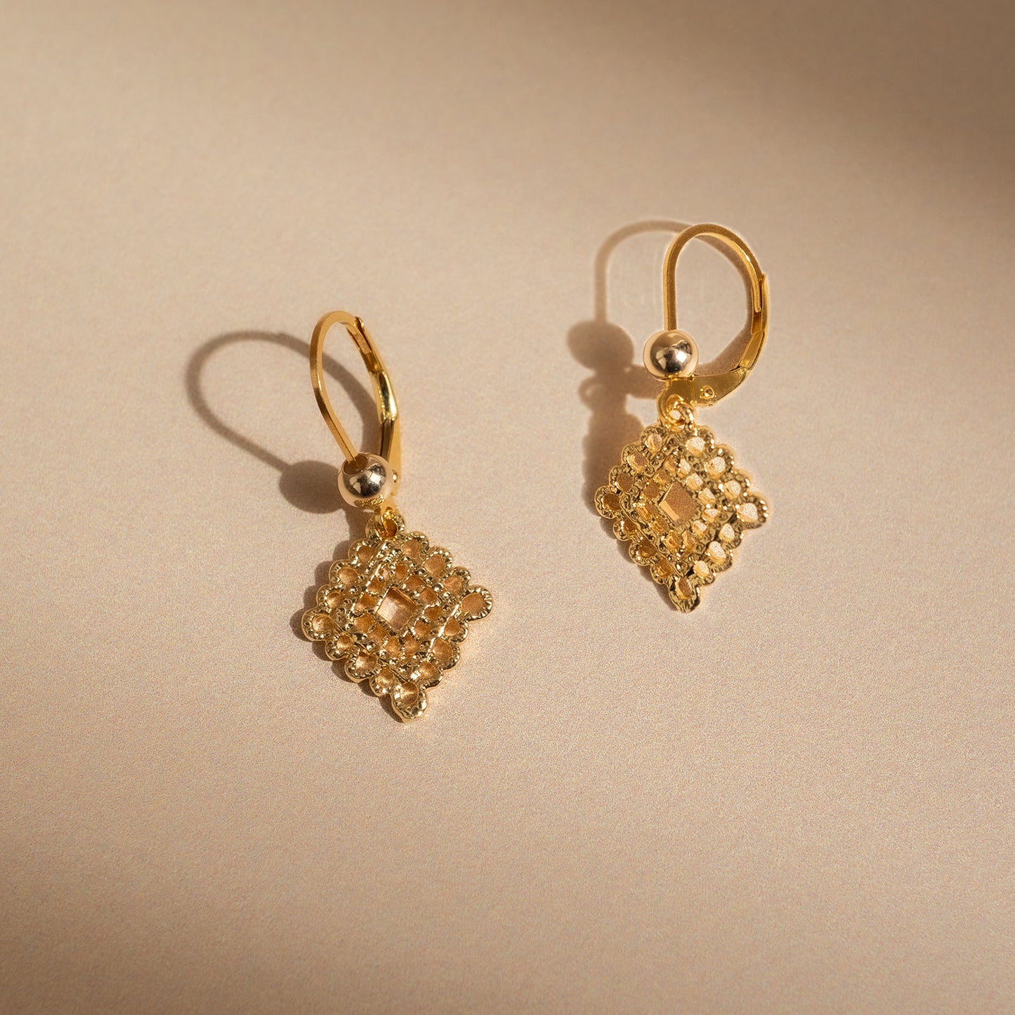 Petite Gold Lace Dangle Earrings