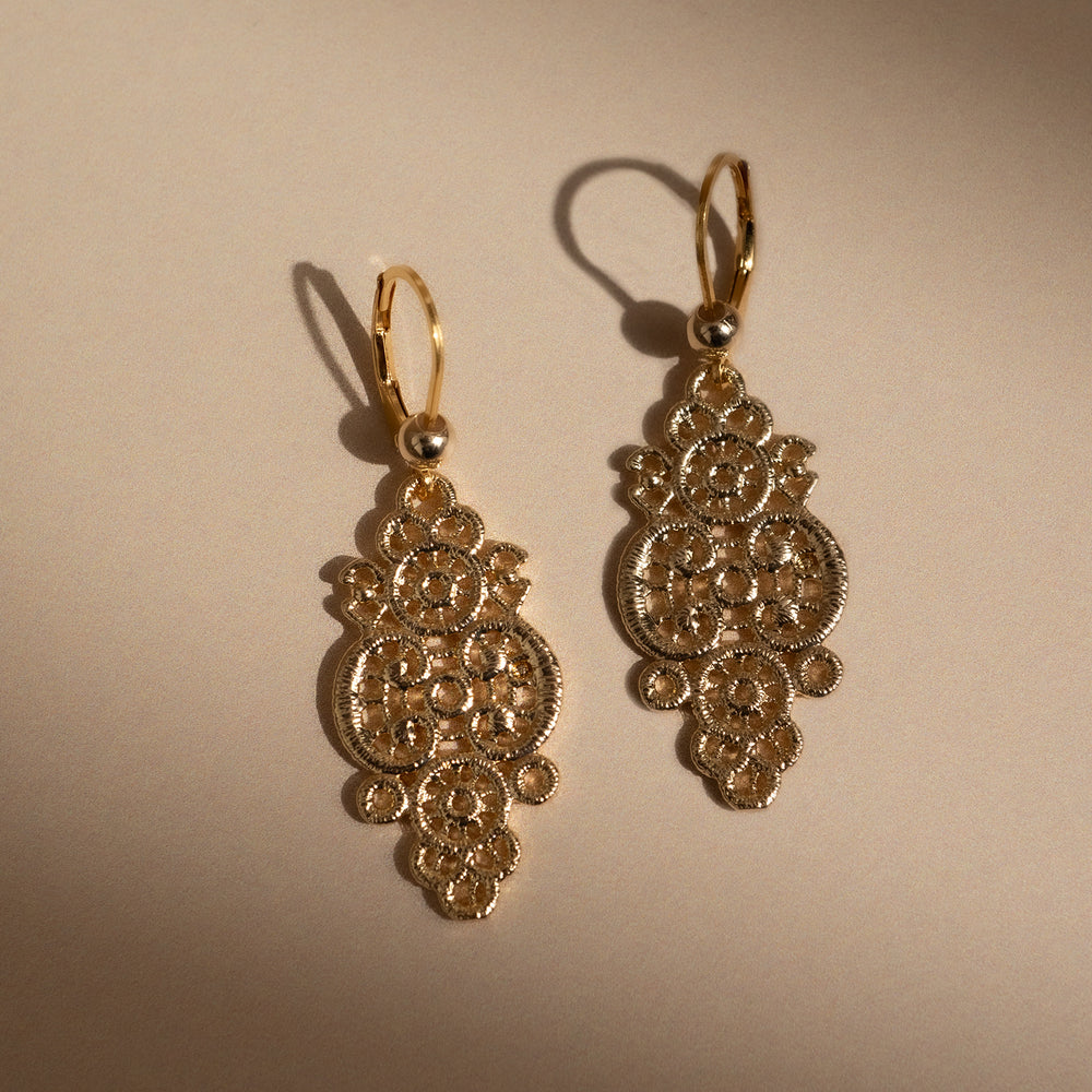 Gold Lace Drop Earrings