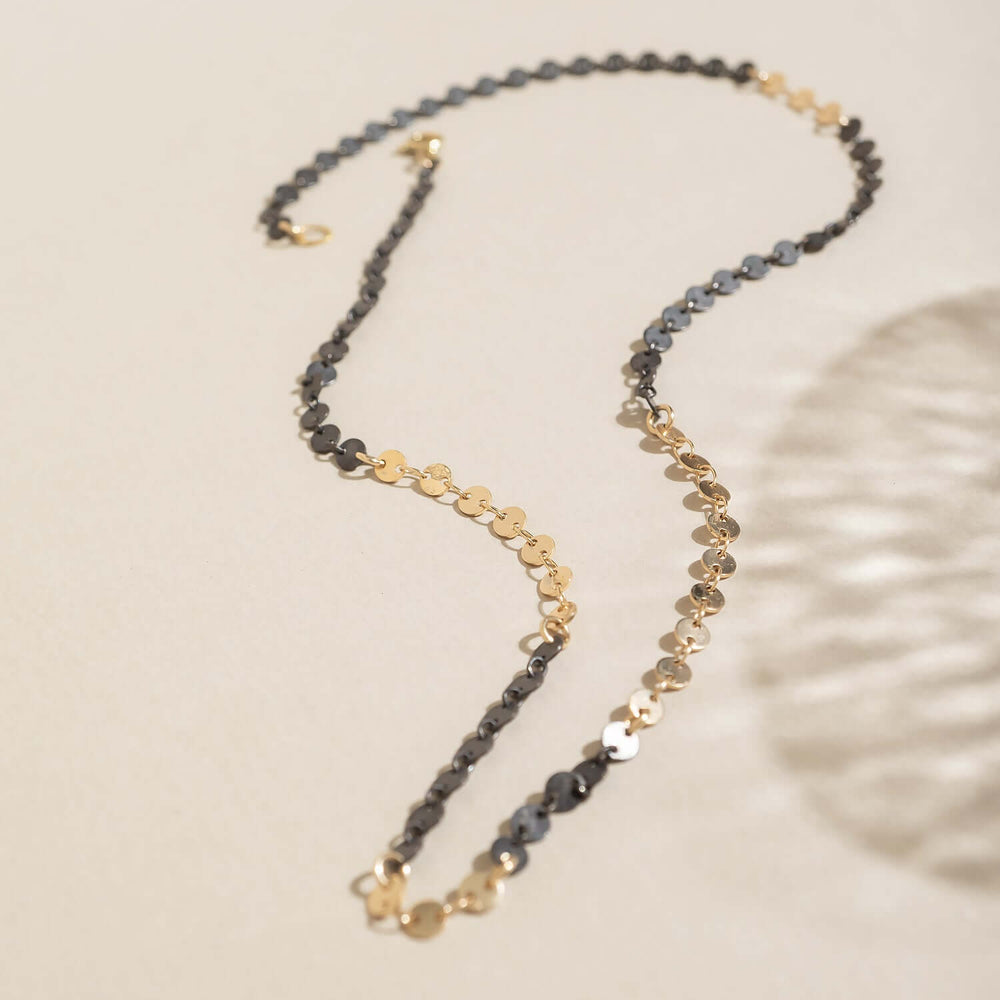 
                      
                        Mixed Metal Dot Disc Necklace
                      
                    