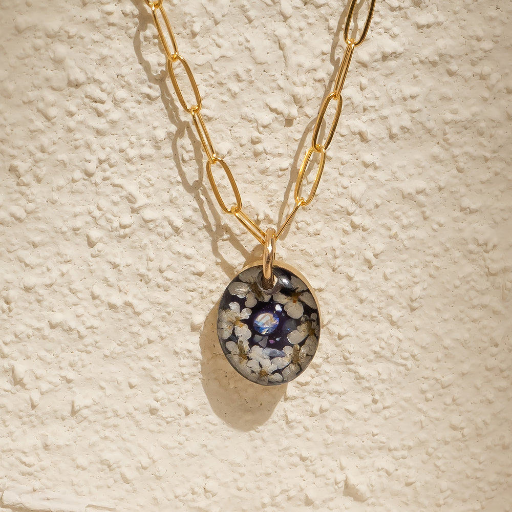 Violet Floral Oval Necklace