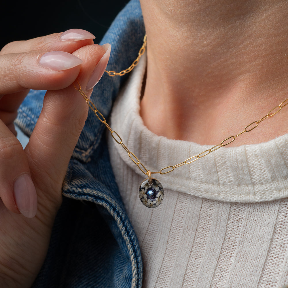 Violet Floral Oval Necklace