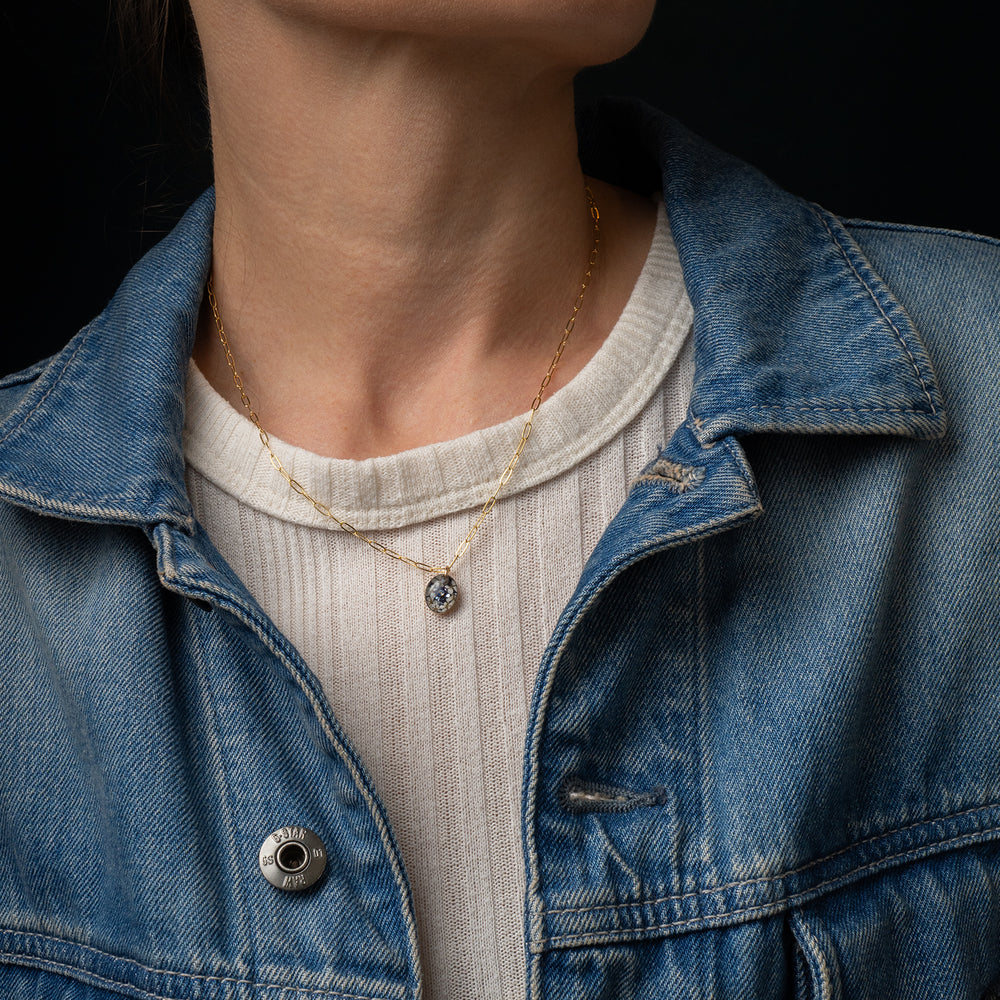 
                      
                        Violet Floral Oval Necklace
                      
                    