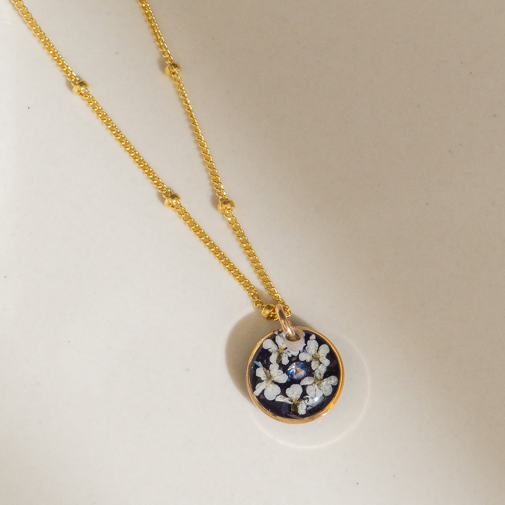 Violet Floral Round Necklace