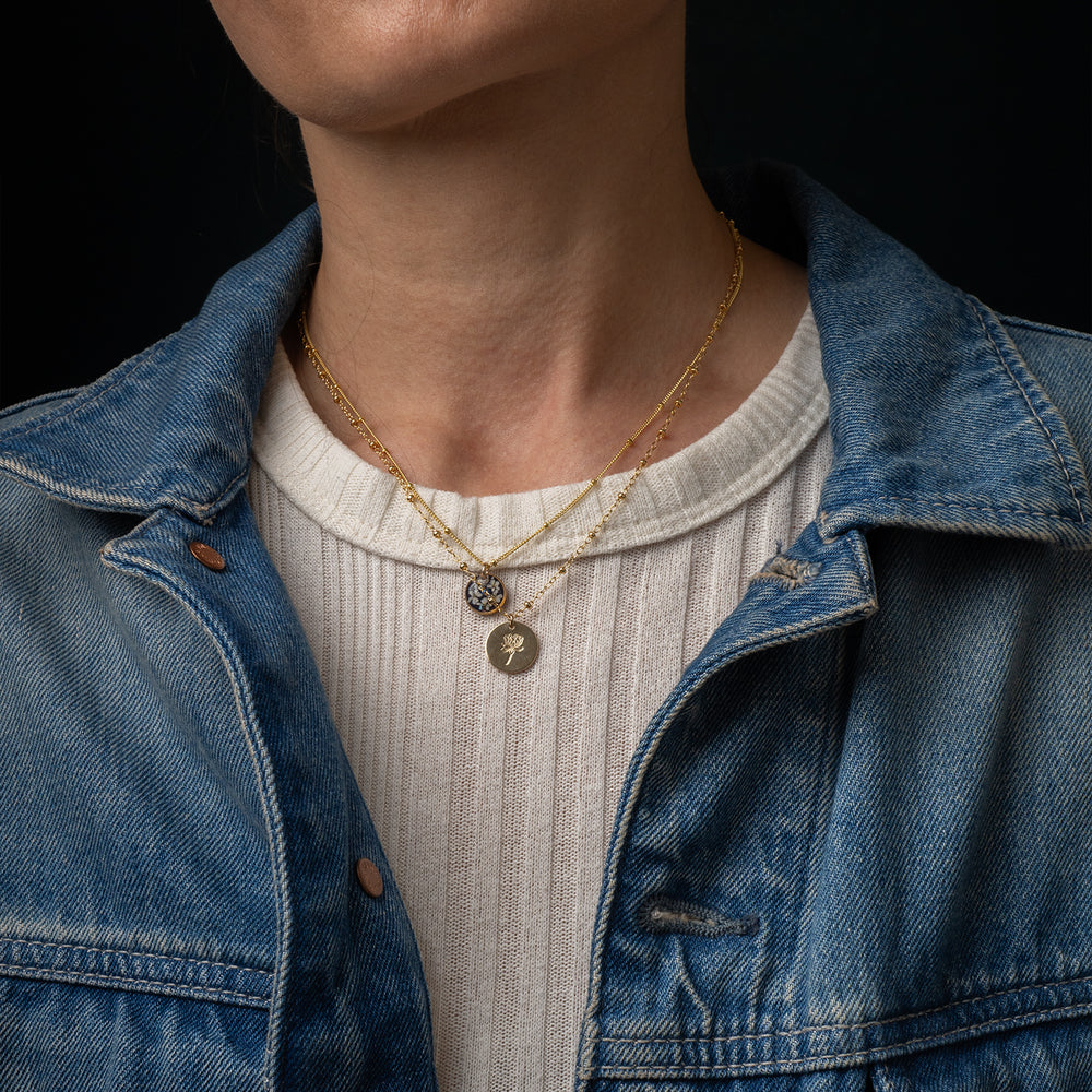 
                      
                        Violet Floral Round Necklace
                      
                    