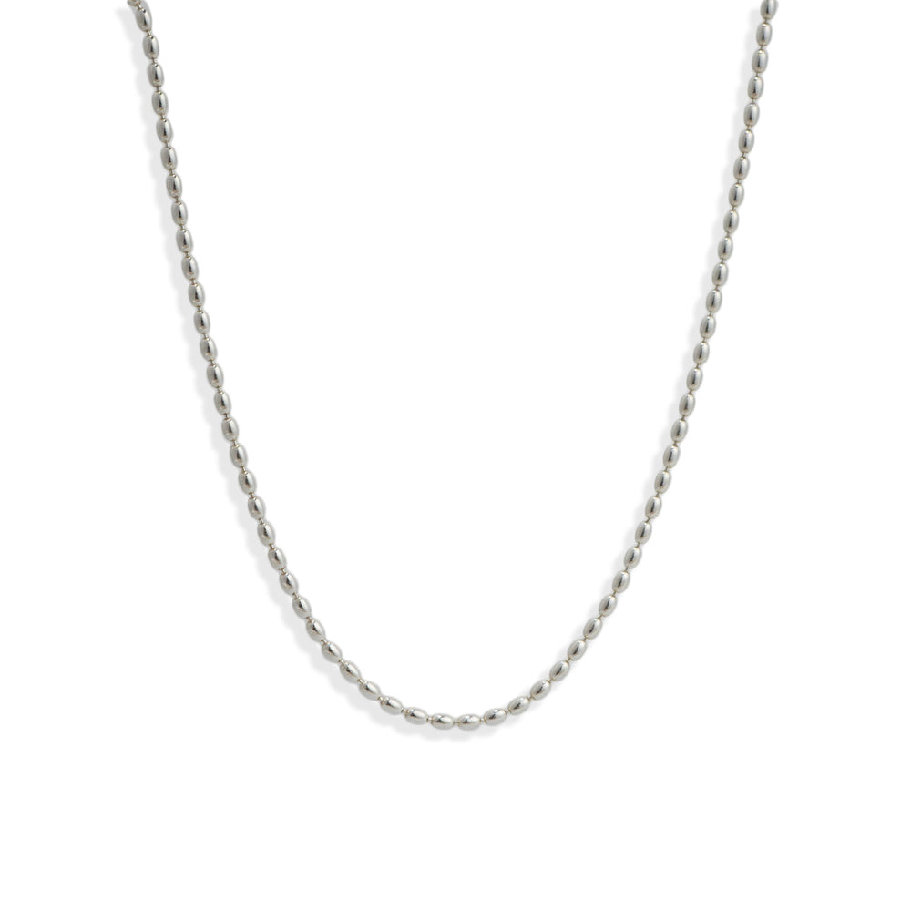 Silver Oval Bead Necklace