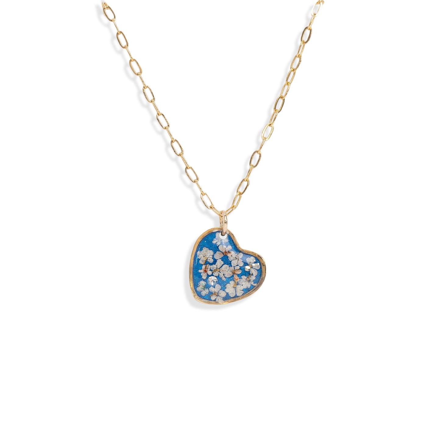 Heart Flower Blue Necklace