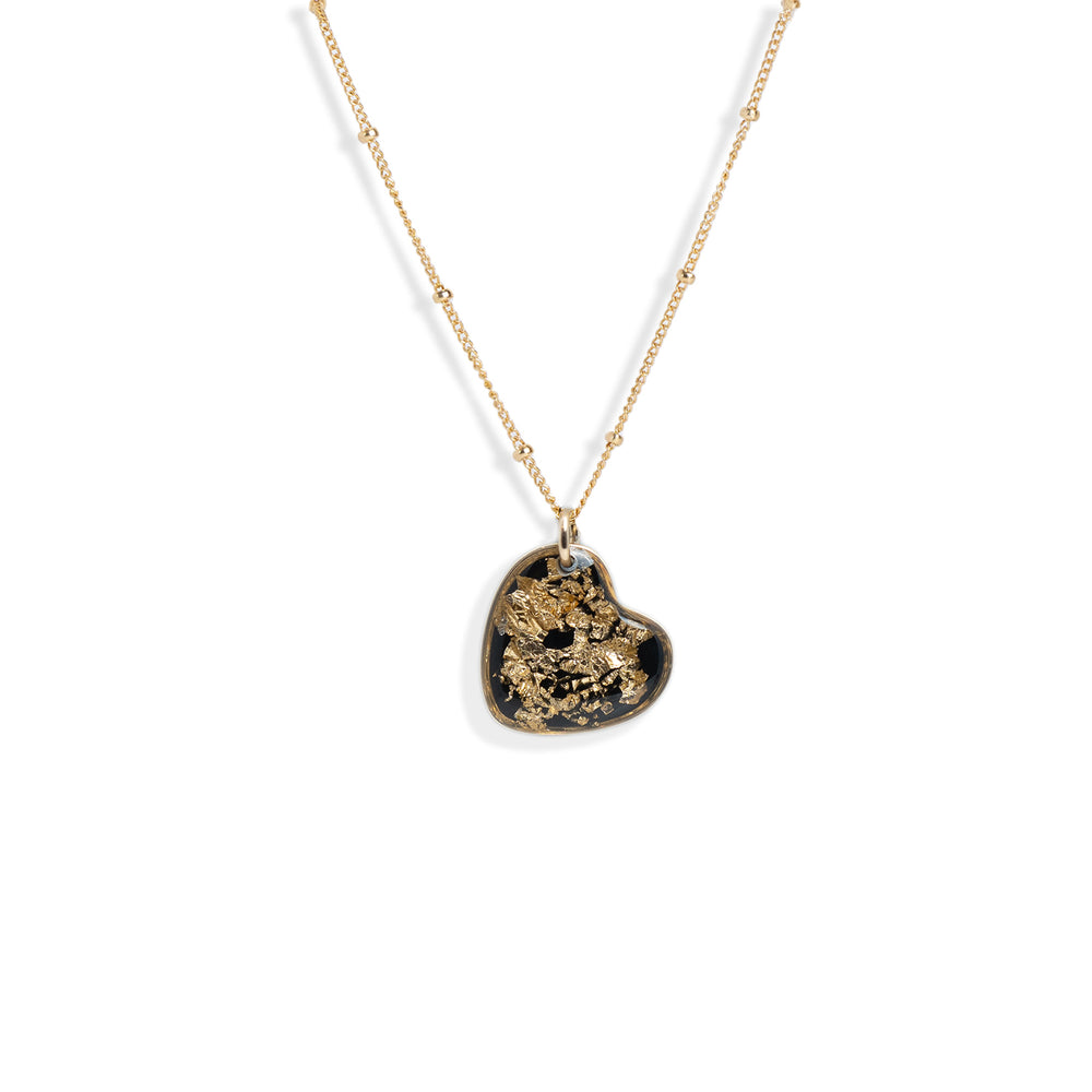 Black Gold Foils Heart Necklace