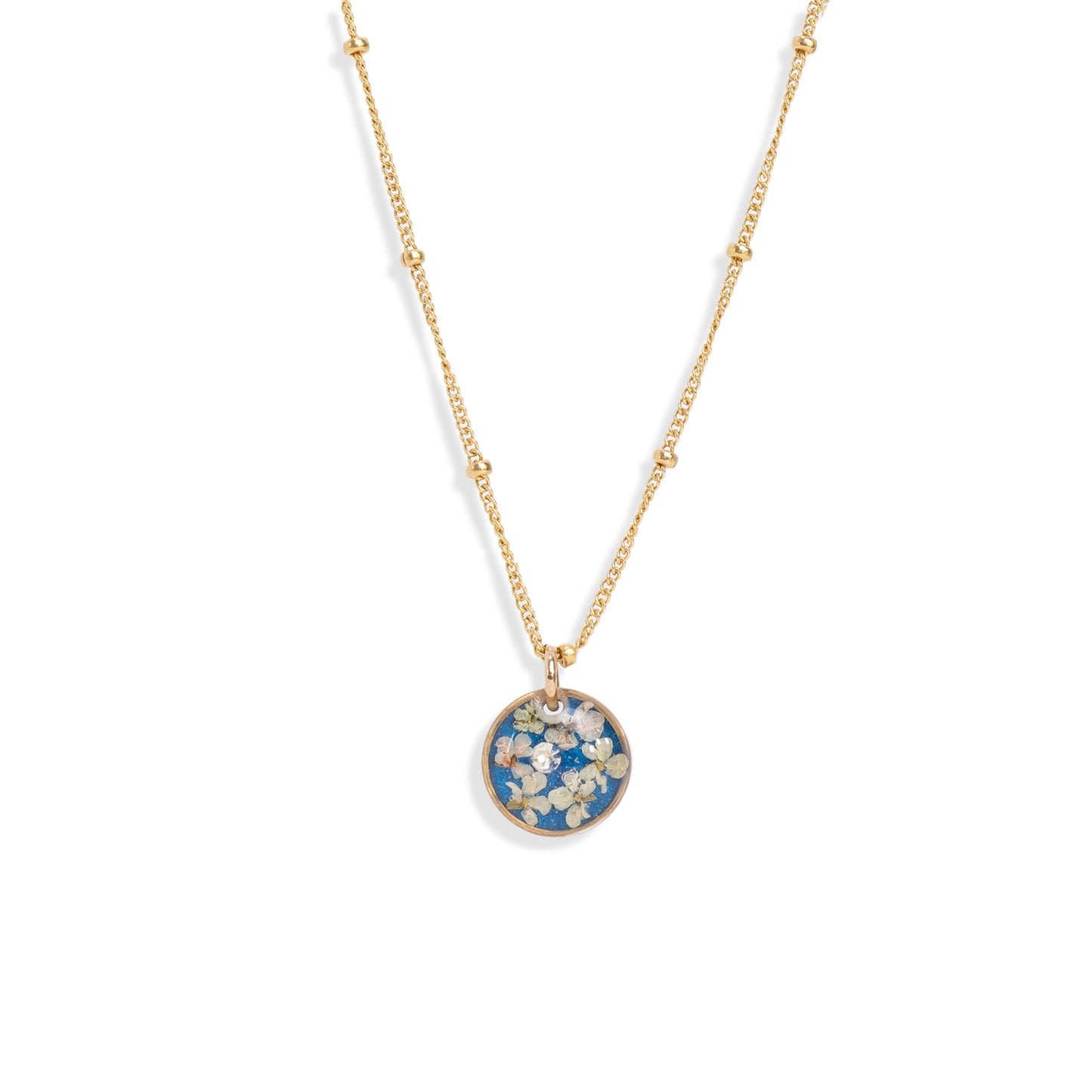 
                  
                    Small Circle Flower Blue Necklace
                  
                