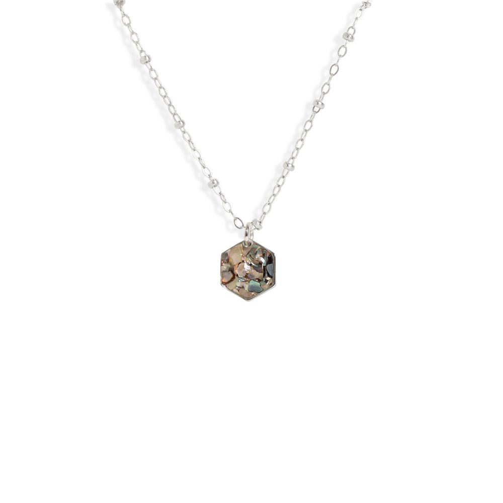 
                  
                    Hexagon Abalone Necklace in Silver
                  
                