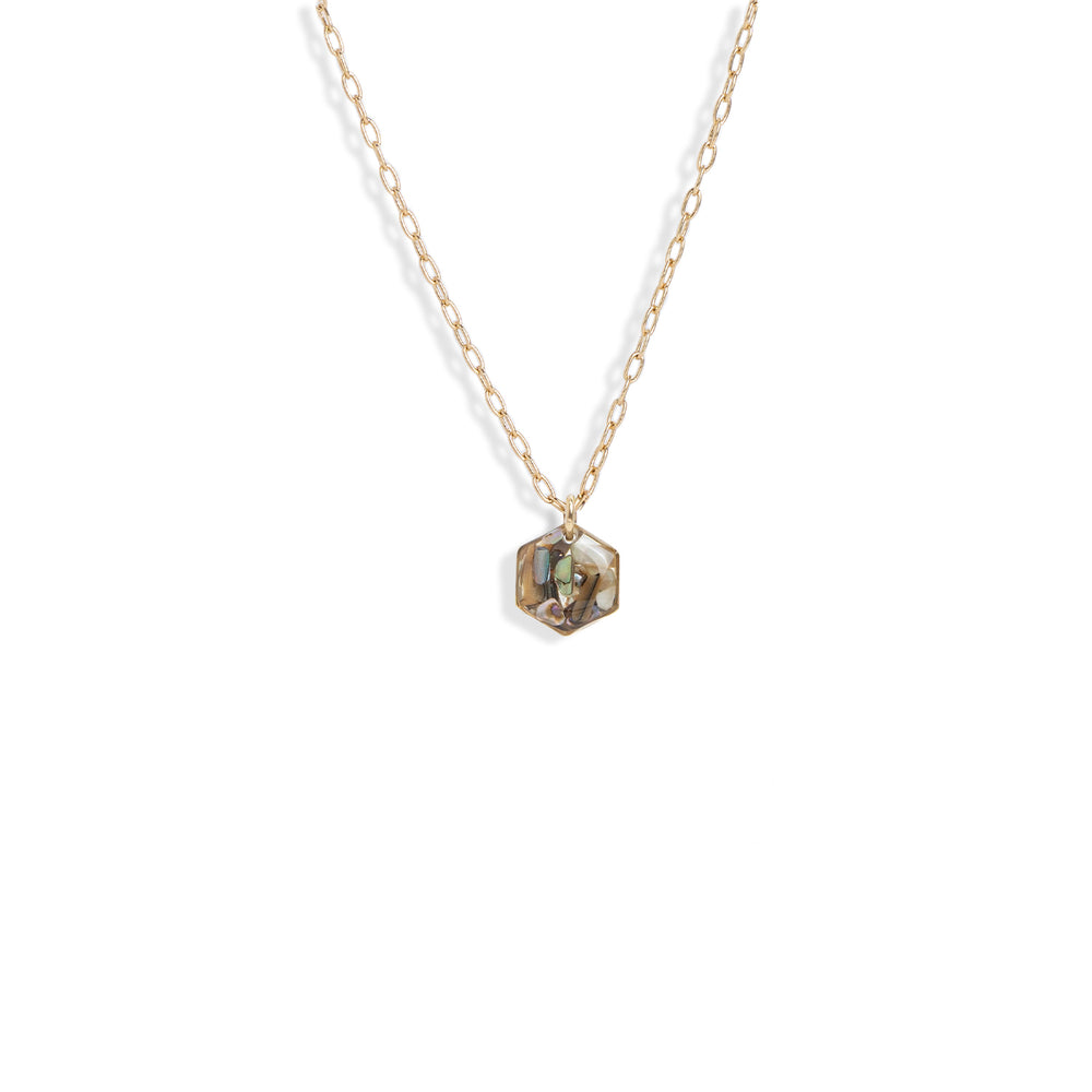 
                  
                    Small Hexagon Abalone Necklace
                  
                