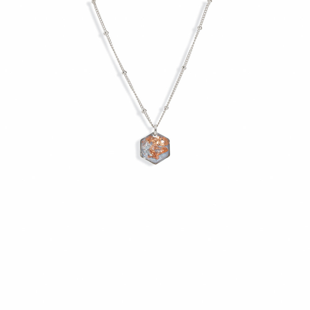 Dainty Hexagon Vanilla Sky Necklace in Silver