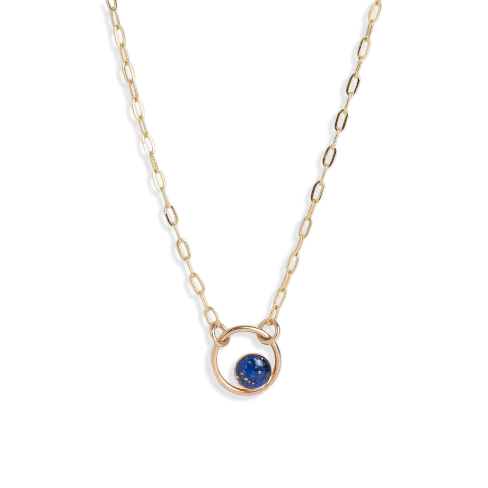 Tiny Blue Lapis Orbit Necklace
