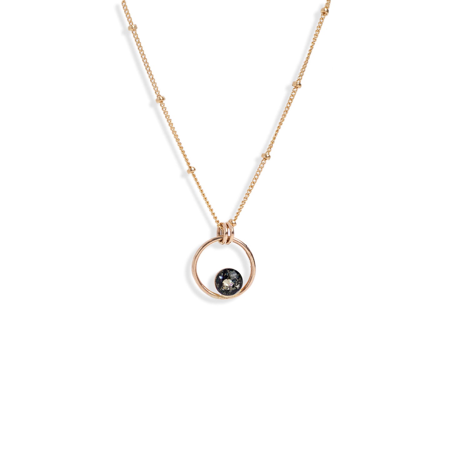 
                  
                    Tiny Galaxy Orbit Necklace with crushed stones
                  
                