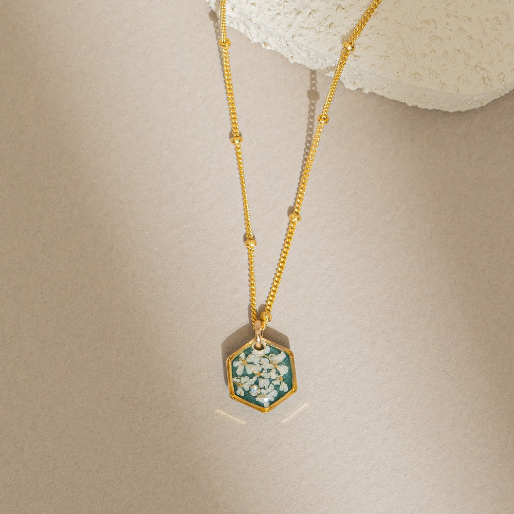
                      
                        Small Hexagon Flower Necklace
                      
                    