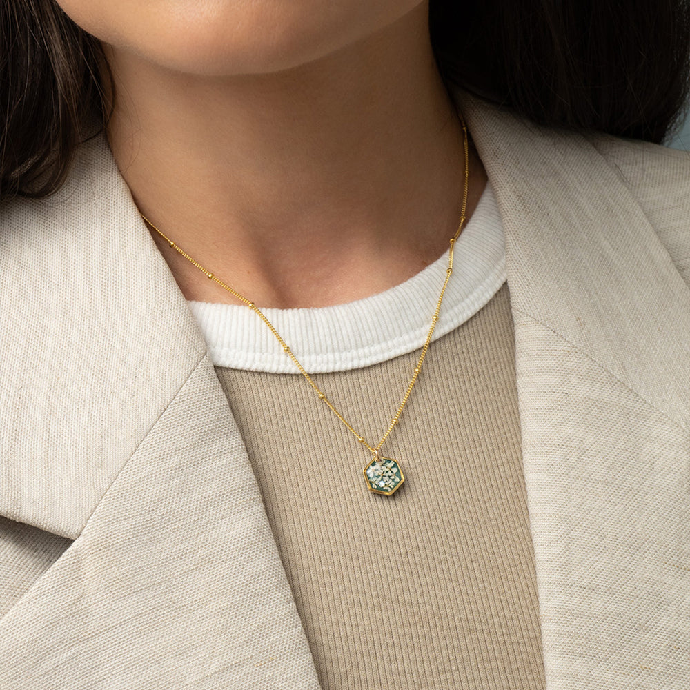 
                      
                        Small Hexagon Flower Necklace
                      
                    