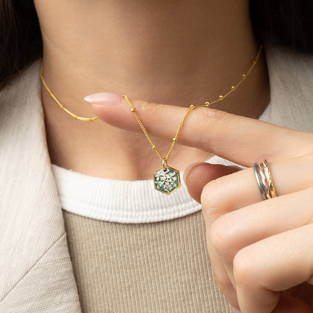 Small Hexagon Flower Necklace