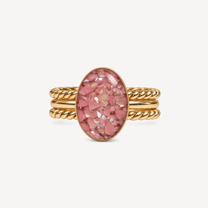 Pink Rhodonite Ring Set