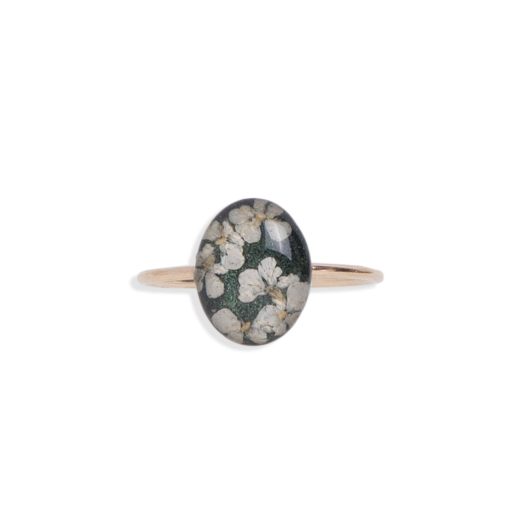 
                      
                        Oval Green Flower Ring
                      
                    