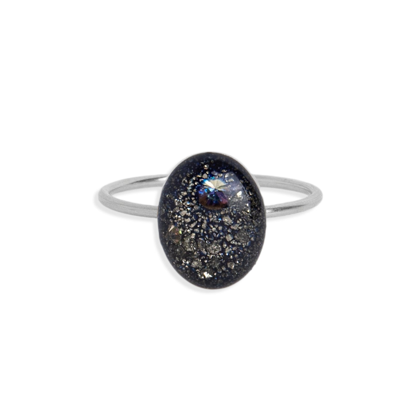 Oval Galaxy Ring in Silver