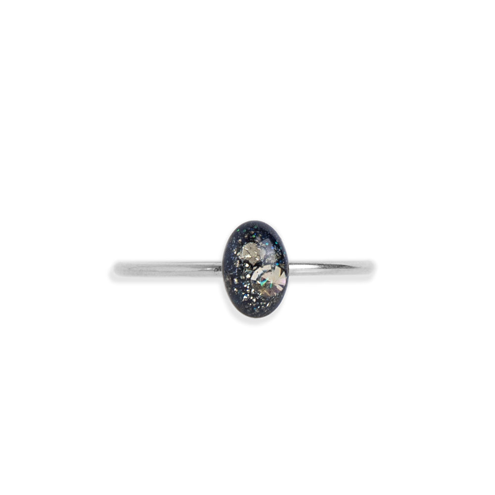Tiny Oval Galaxy Ring in Silver