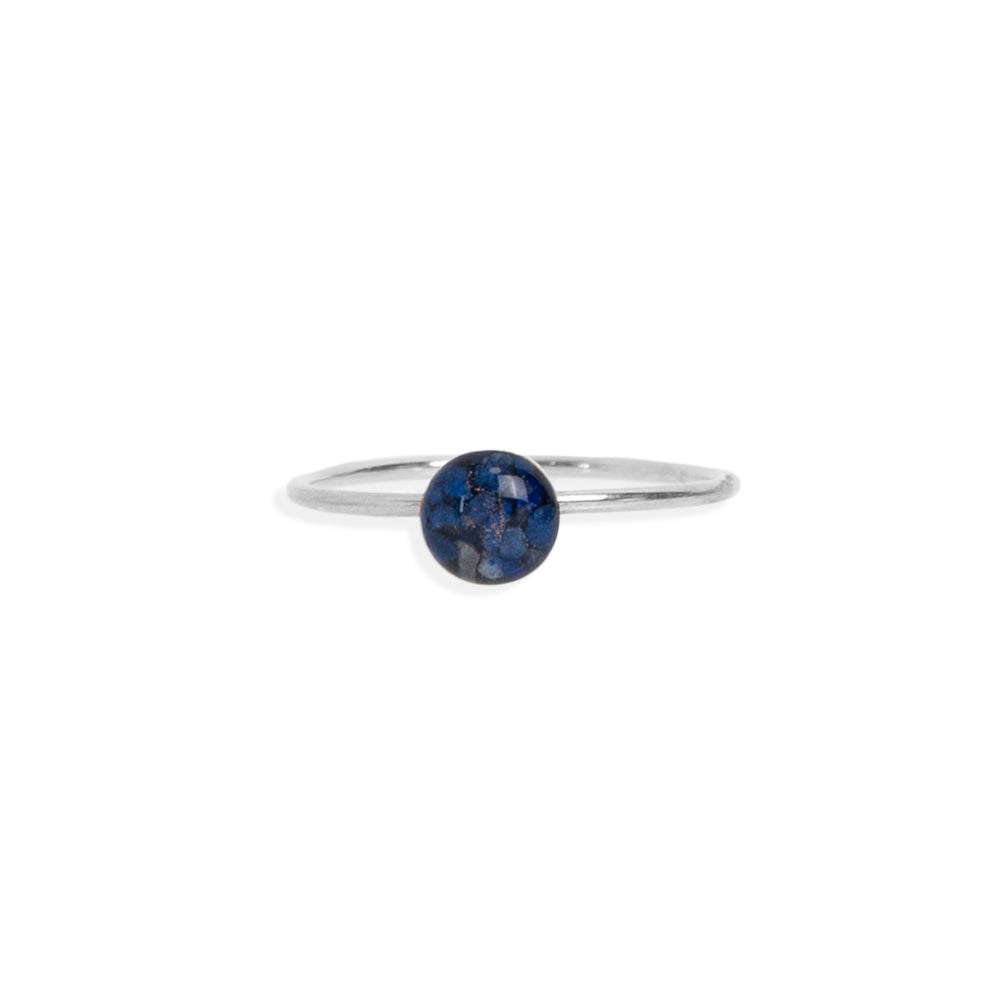 Tiny Blue Lapis Round Ring in Silver