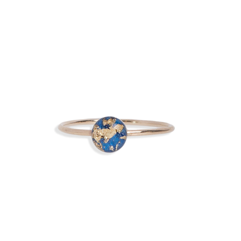 Tiny Blue and Gold Round Ring