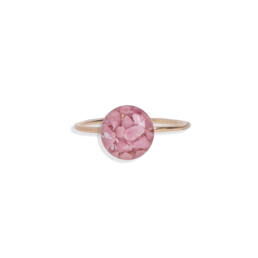Delicate Round Pink Rhodonite ring