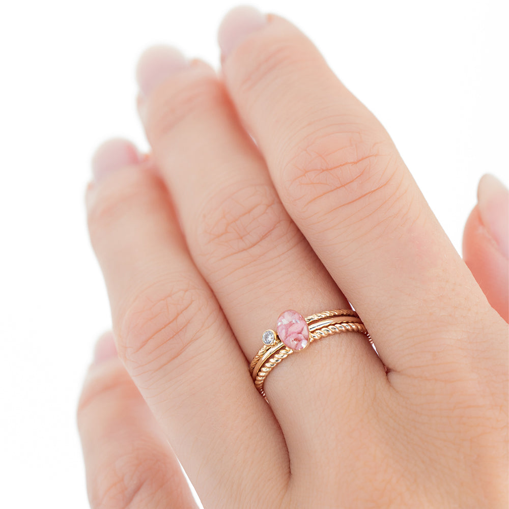 Pink Ring Set on a hand