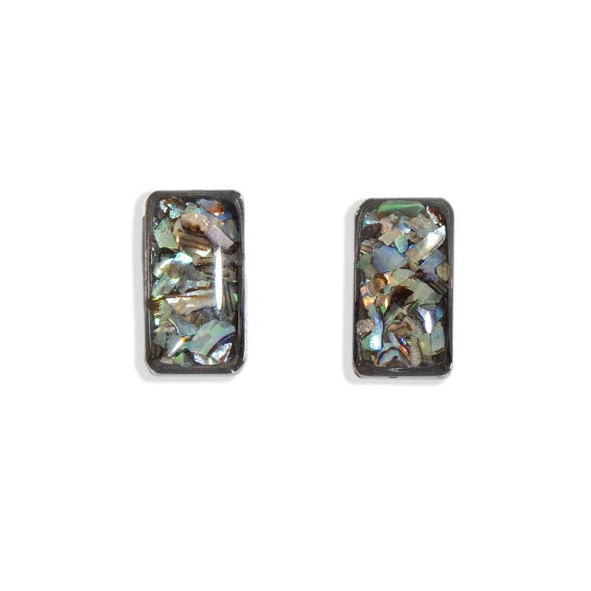 Bar Abalone Studs in black