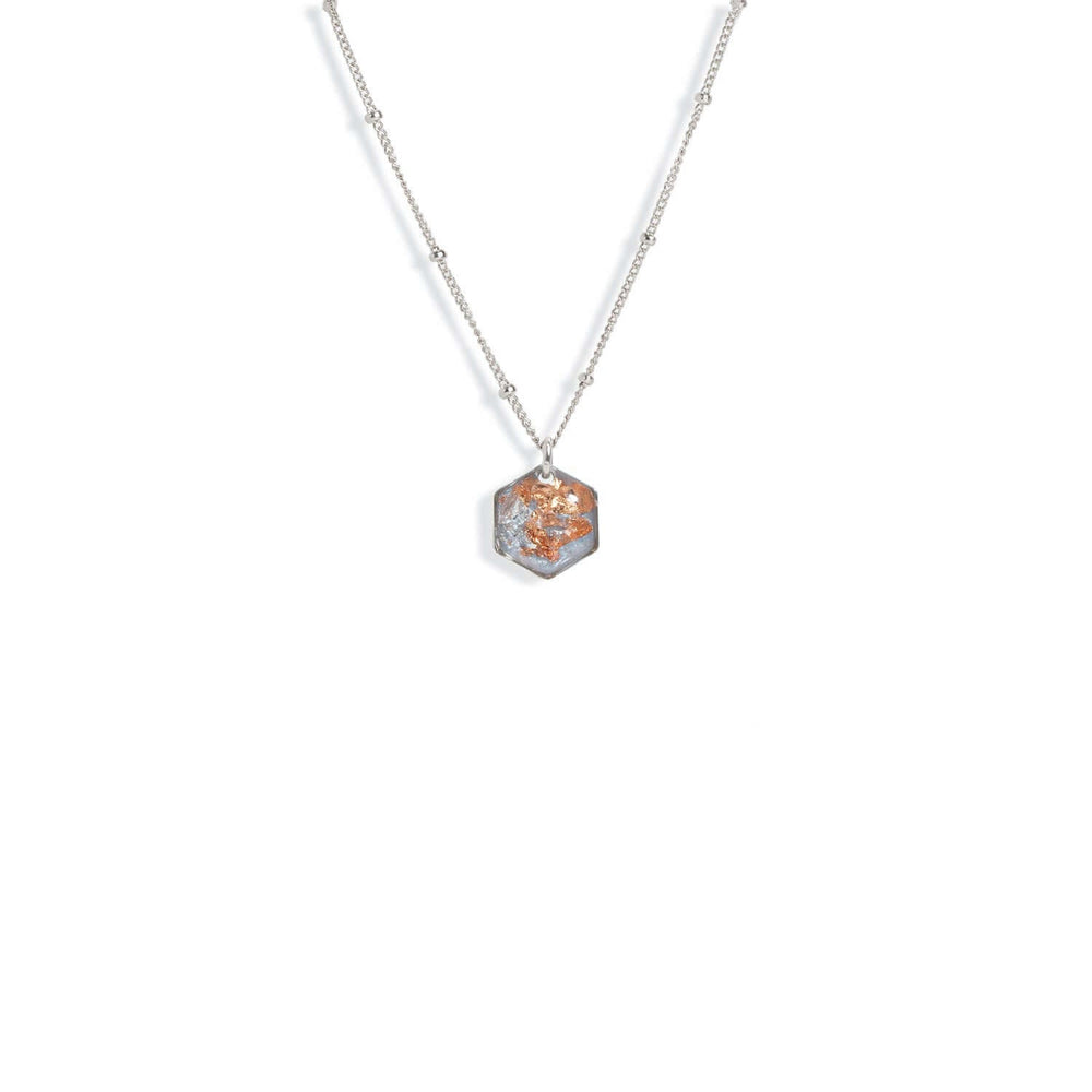 Dainty Hexagon Vanilla Sky Necklace in Silver - Kate Koel