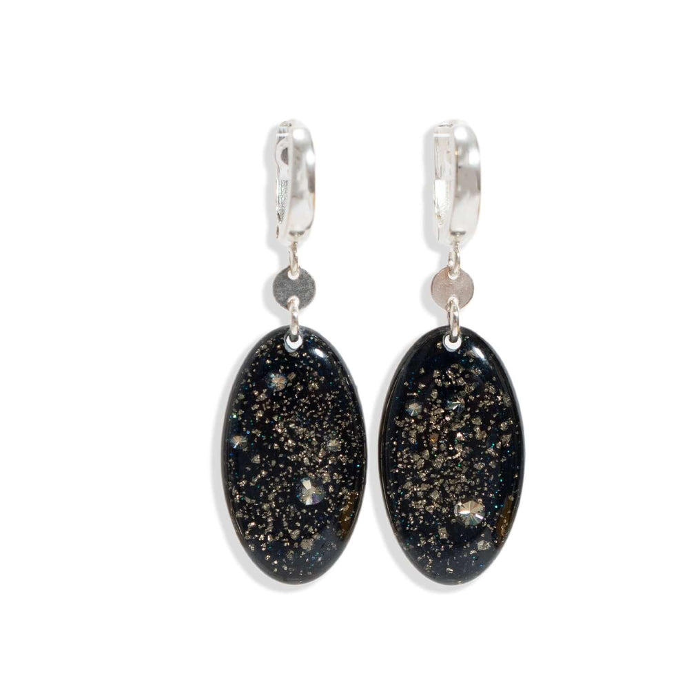 Dangling Oval Galaxy Hoop in Silver - Kate Koel