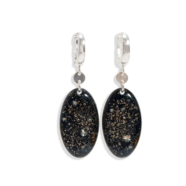 Dangling Oval Galaxy Hoop in Silver - Kate Koel