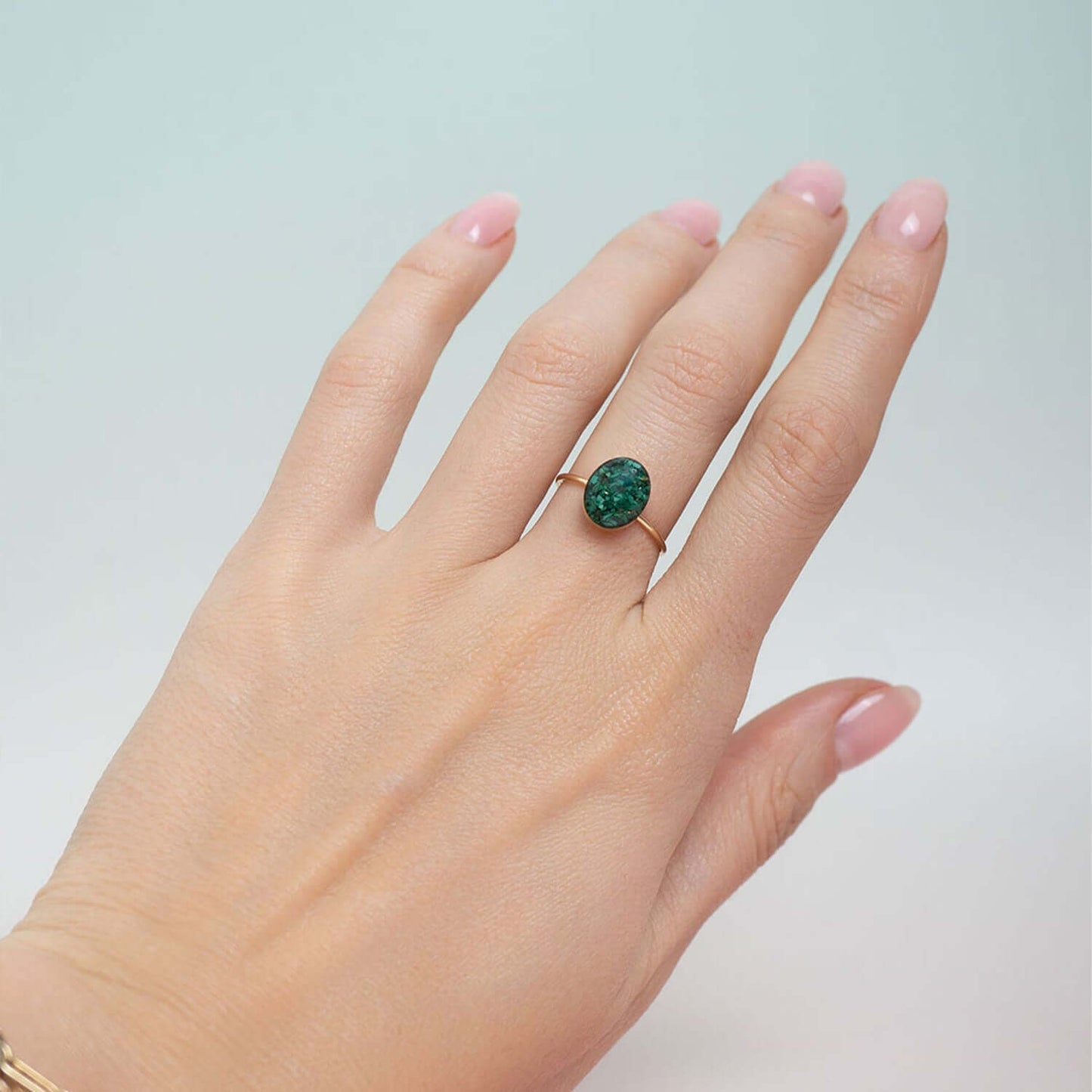 Delicate Oval Malachite ring - Kate Koel
