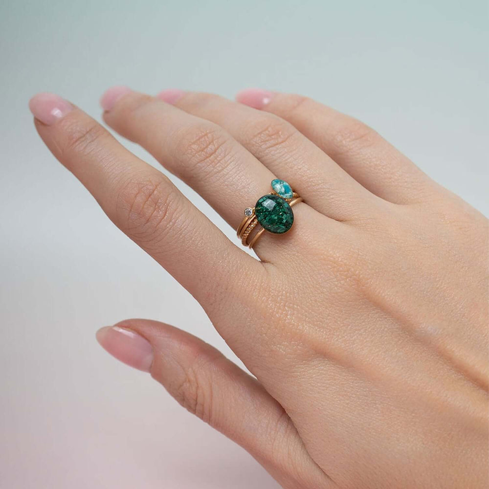 Delicate Oval Malachite ring - Kate Koel