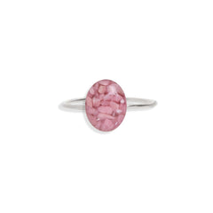 Delicate Oval Pink Rhodonite ring in Silver - Kate Koel