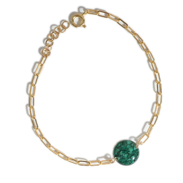 Delicate Round Green Malachite Bracelet - Kate Koel