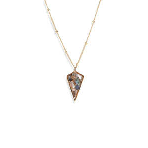 Diamond-shaped genuine abalone shell necklace on gold filled chain — iridescent
artisan pendant by Kate Koel