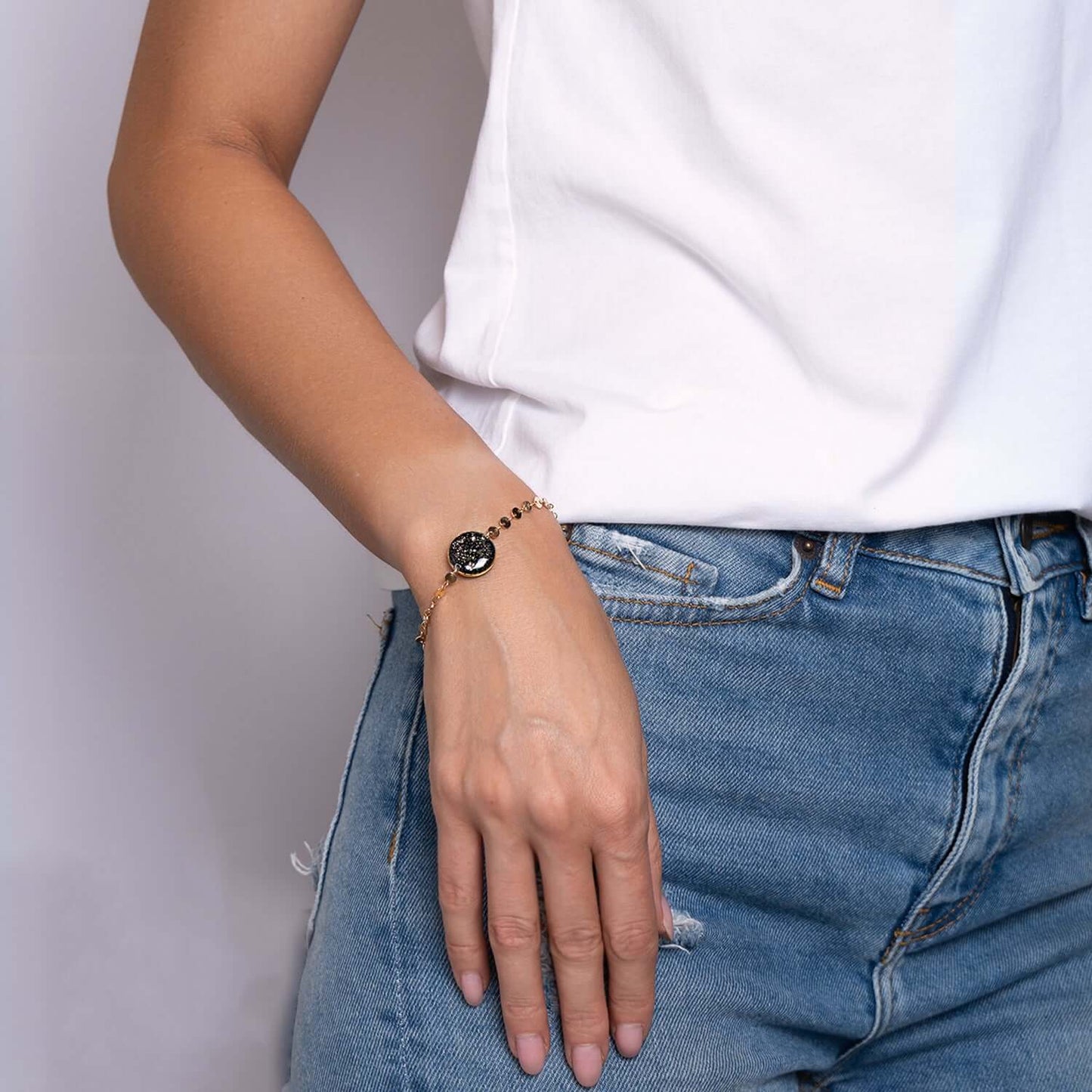 Disc Chain Round Galaxy Bracelet - Kate Koel