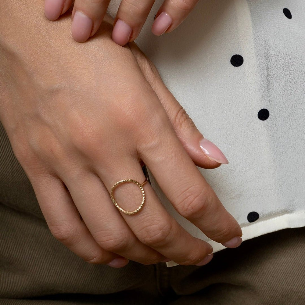 Textured gold-filled 30mm disco hoop stud earrings with sparkle finish handcrafted by Kate Koel