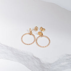 Textured gold-filled 30mm disco hoop stud earrings with sparkle finish handcrafted by Kate Koel