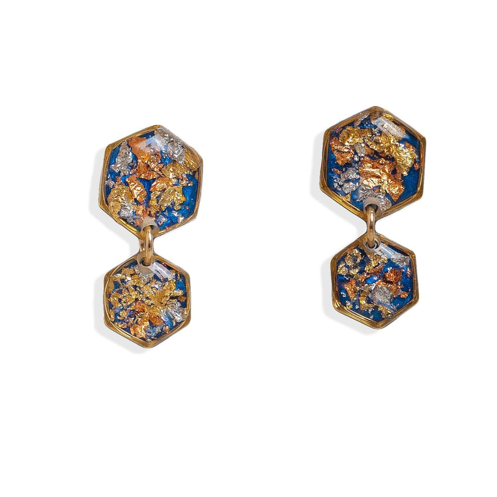 Double Hexagon Dangle Earrings - Kate Koel