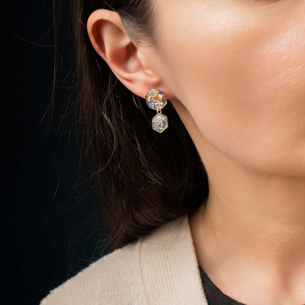 Double Hexagon Dangle Earrings - Kate Koel