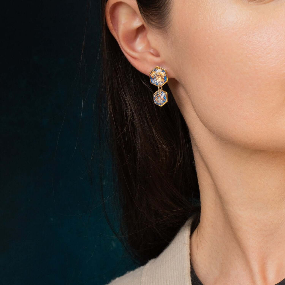 Double Hexagon Dangle Earrings - Kate Koel