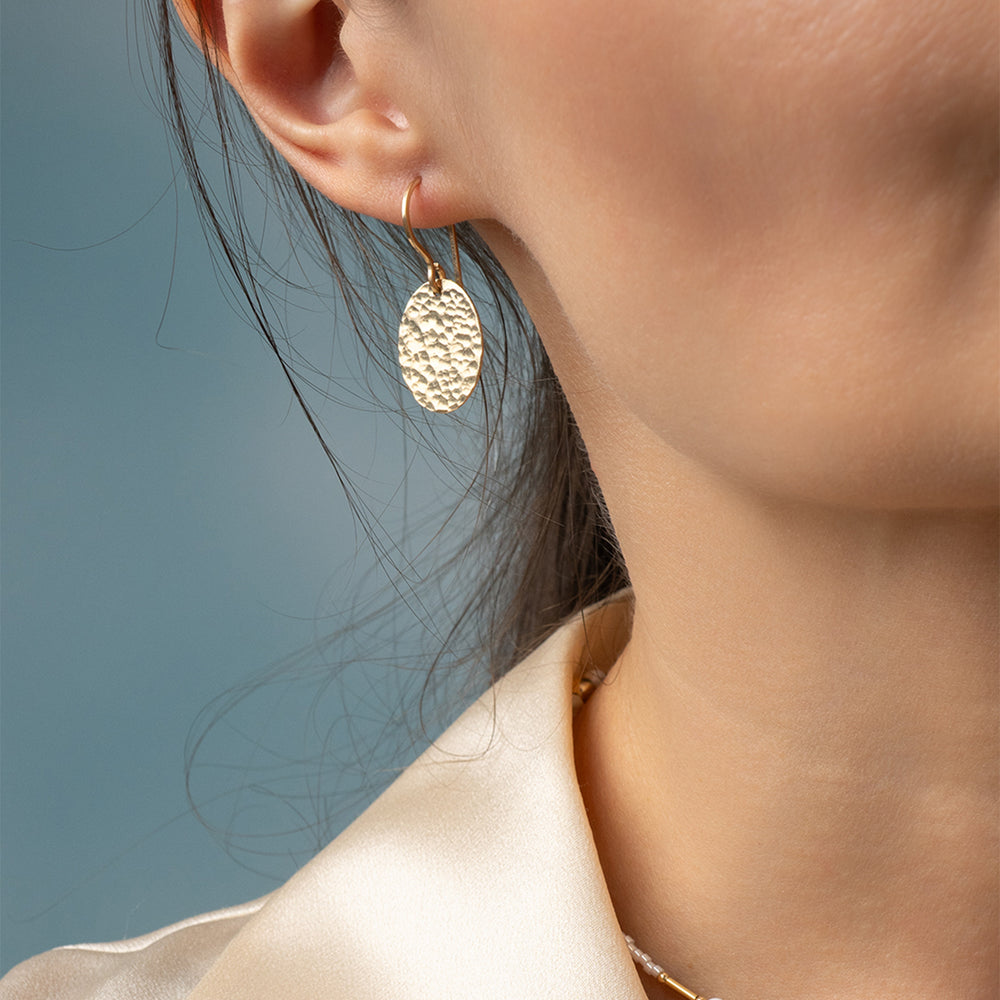 
                      
                        Hammered Oval Dangle Earrings
                      
                    