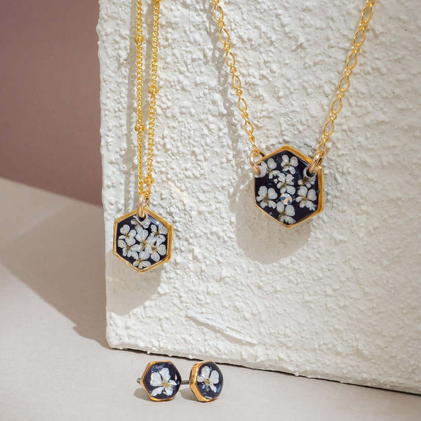 Flower Hexagon Violet Necklace - Kate Koel
