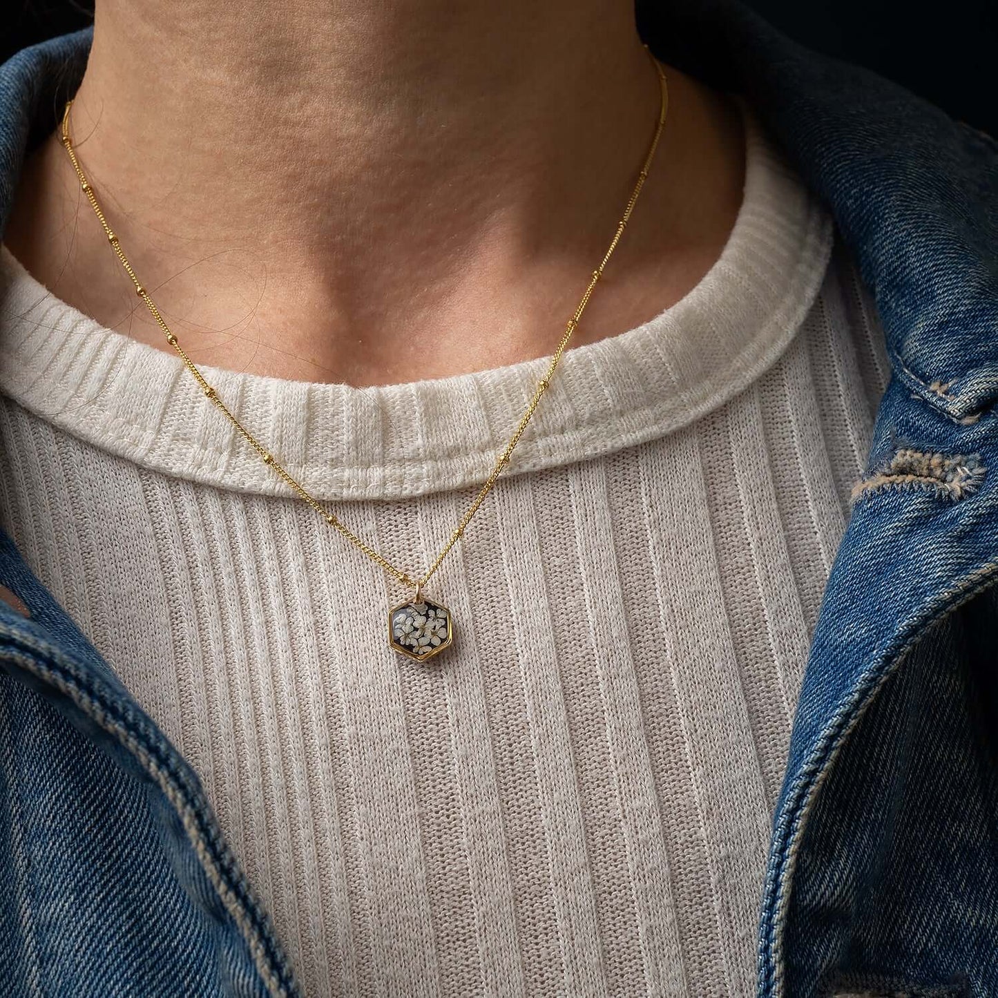 Flower Hexagon Violet Necklace - Kate Koel