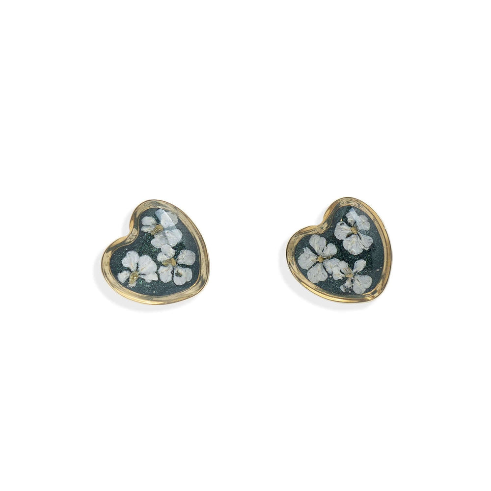 Flower Small Heart Stud Earrings - Kate Koel